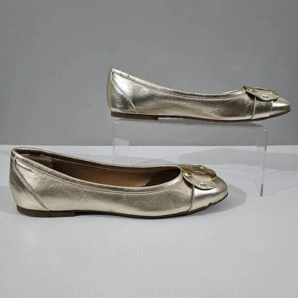 NEW See By Chloe Chany Ballet Flat Womens EU 40 Metallic Gold Leather Designer - Picture 3 of 14